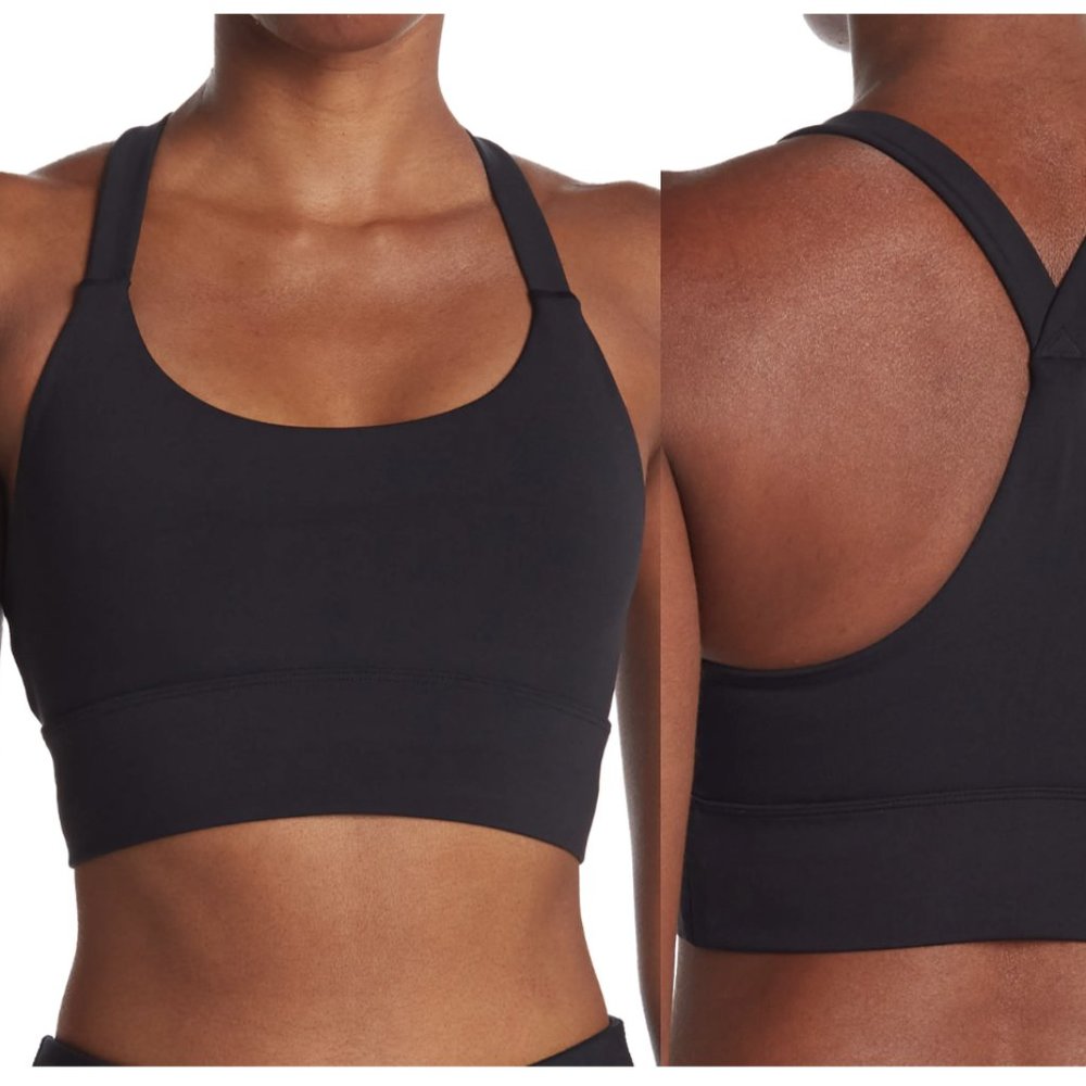 Natori Black Racerback Long Line Lounge Bra Low Impact Size S